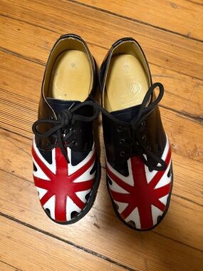 Union Jack 3 Eye Gibson Shoe - Black